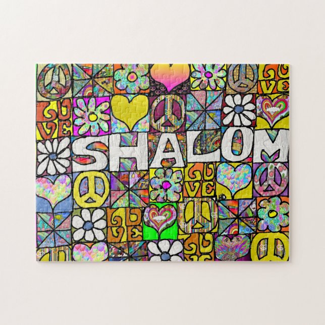 Puzzle Retro 60s Psychedelic Shalom LOVE (Horizontal)