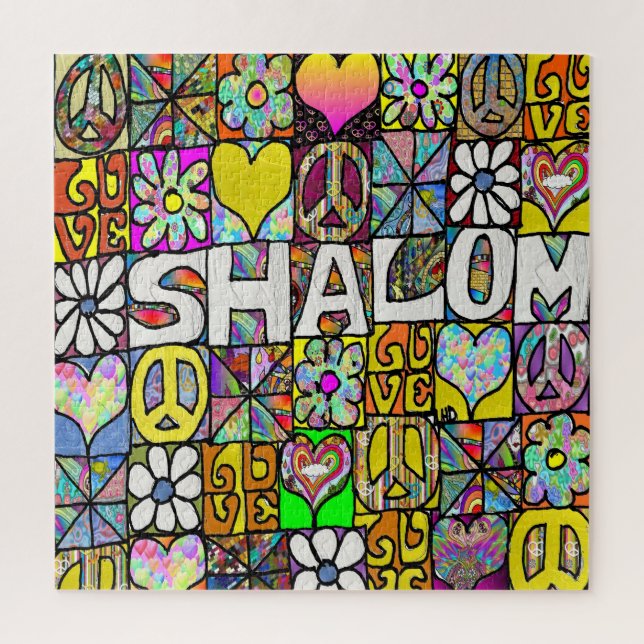 Puzzle Retro 60s Psychedelic Shalom LOVE Carré (Vertical)