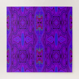 Puzzle Retro Abstract Purple and Royal Blue Pattern