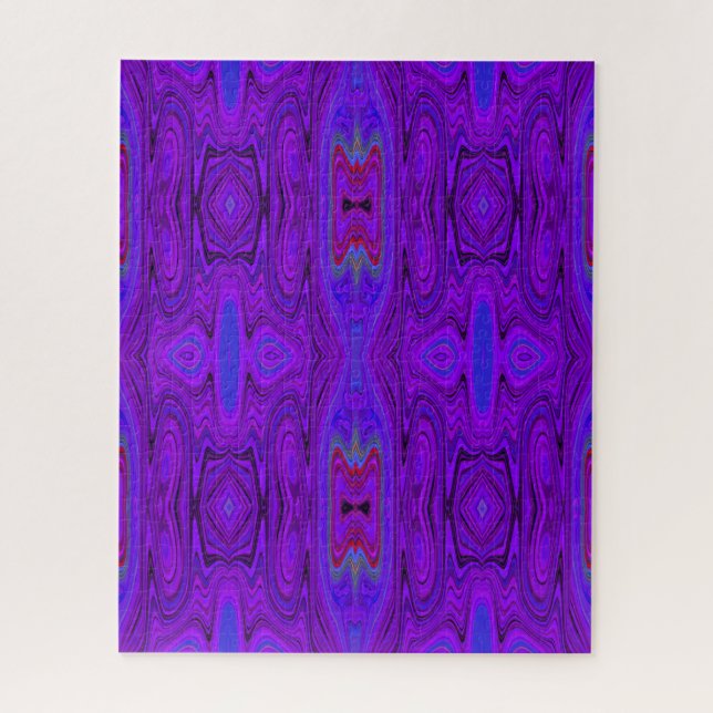Puzzle Retro Abstract Purple and Royal Blue Pattern (Vertical)
