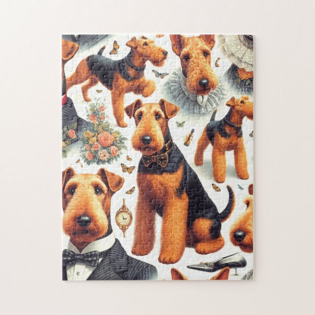 Puzzle Retro Airedale Terrier sans fil (Vertical)