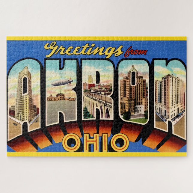 Puzzle Rétro Akron Ohio 20x30  (Horizontal)