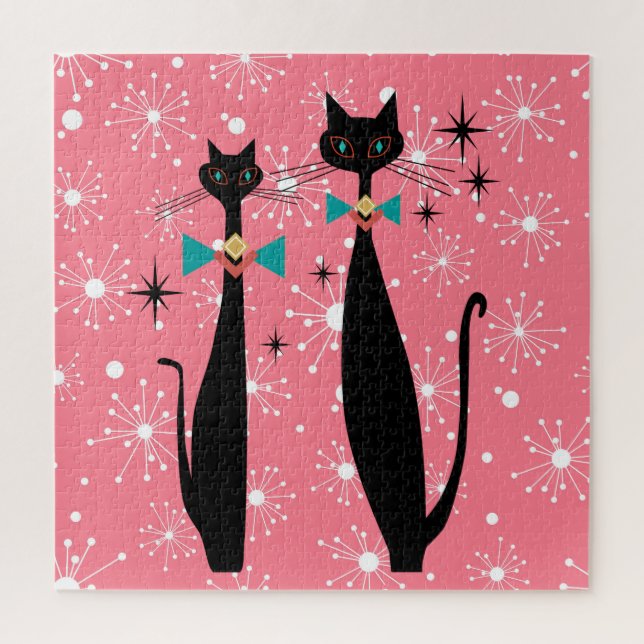 Puzzle Retro Atomic Era Mid Century Modern Cool Cats (Vertical)