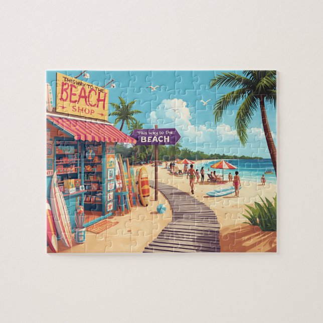 Puzzle Retro Beach Shop & Boardwalk Vacation Scene (Horizontal)
