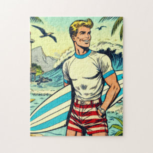 Puzzle Retro Beach Surf Comics