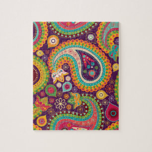 Puzzle Rétro beau bohémien coloré Paisley de Boho