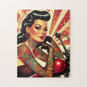 Puzzle Retro Biker Pin-up