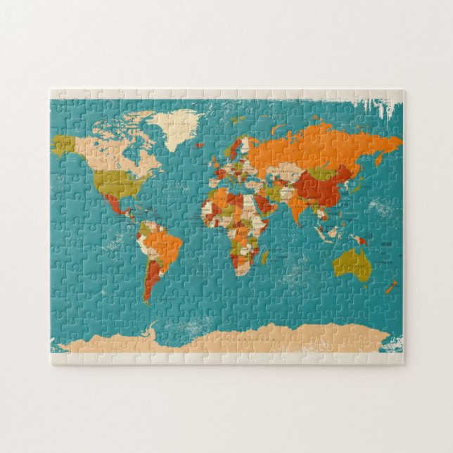 Puzzle Rétro carte politique du monde (Horizontal)