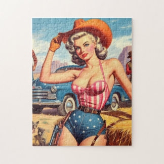 Puzzle Retro Cowgirl Pin Up