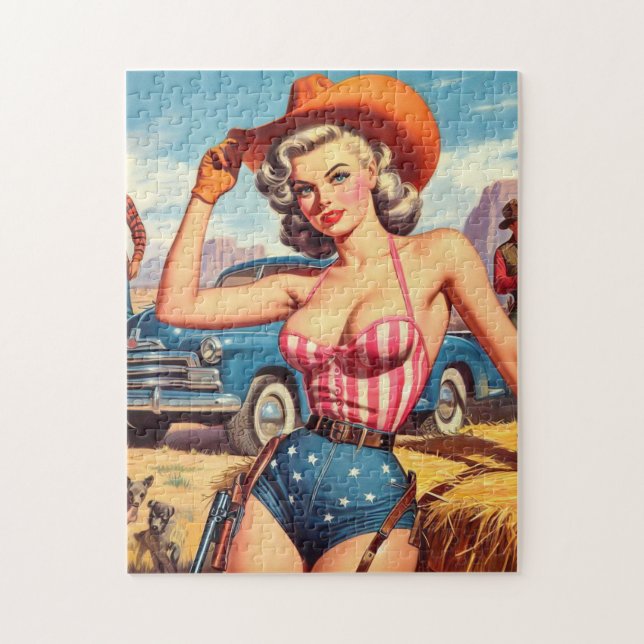 Puzzle Retro Cowgirl Pin Up (Vertical)