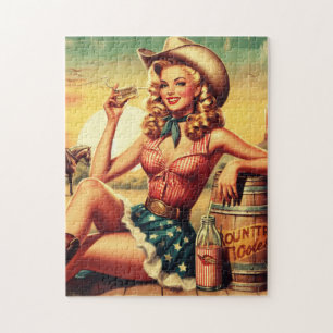 Puzzle Retro Cute Cowgirl