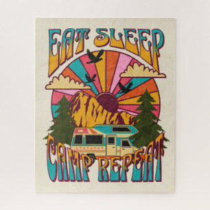 Puzzle Retro Eat Sleep Camp Repeat