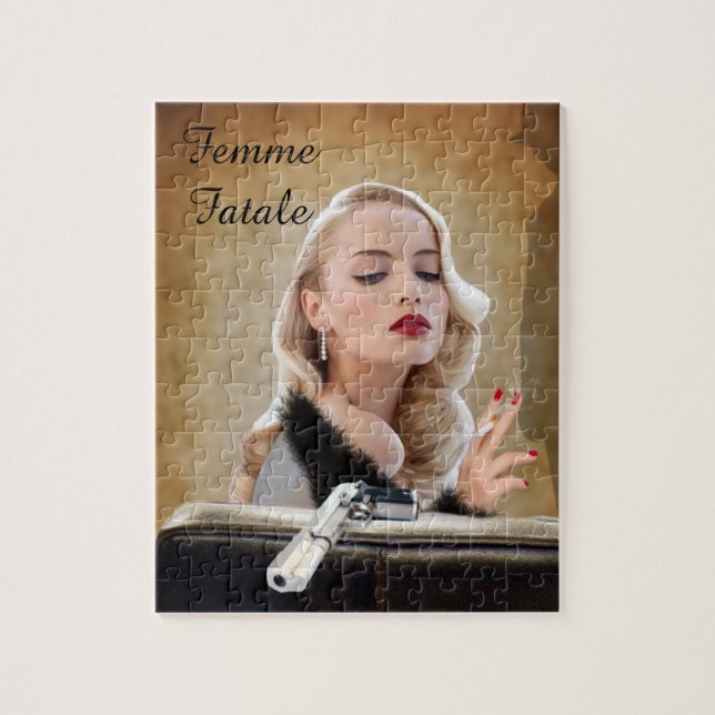 Puzzle Retro Femme Fatale Diva - Fumer et les armes à feu (Vertical)