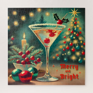 Puzzle Retro les années 50 Merry Bright Christmas Cocktai