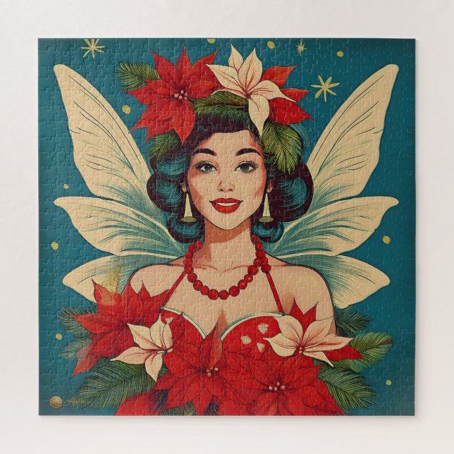 Puzzle Retro les années 50 Tropical Christmas Pin-Up Beau (Vertical)