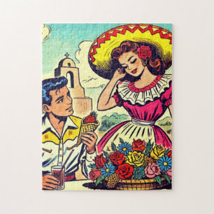 Puzzle Retro Love Couple Comic