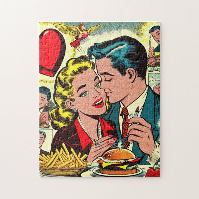 Puzzle Retro Love Couple Comics (Vertical)