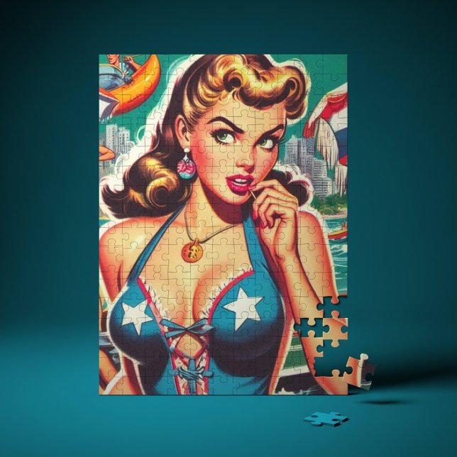 Puzzle Retro mignonne Summer Girl (Créateur téléchargé)