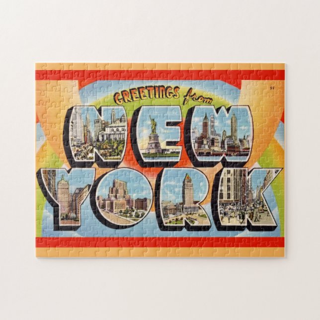 Puzzle Retro New York City Salutation Mug (Horizontal)