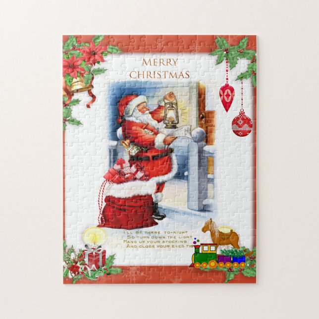 Puzzle Retro Père Noël Noël pour les enfants  (Vertical)