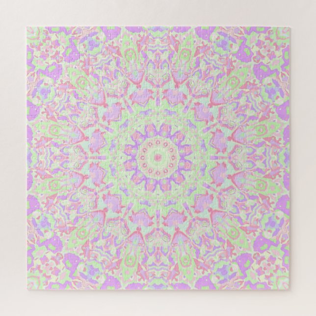 Puzzle Retro Quirky Eclectique Boho Hippie Pastel Mandala (Vertical)