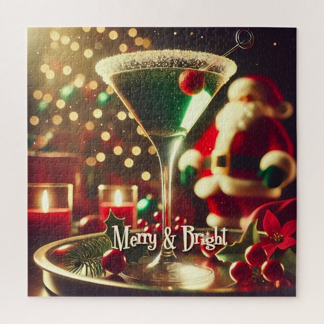 Puzzle Retro Santa Noël Martini verte des années 50 (Vertical)