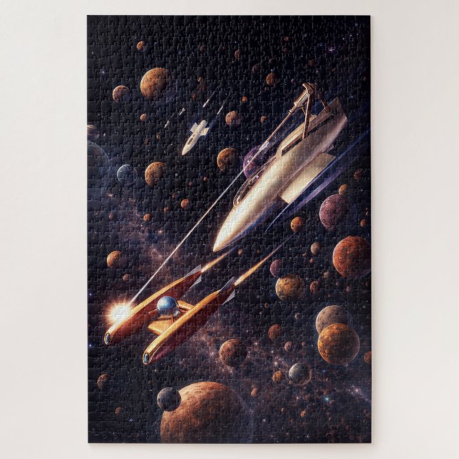 Puzzle Retro Sci-Fi Fantasy Space Battle Art (Vertical)