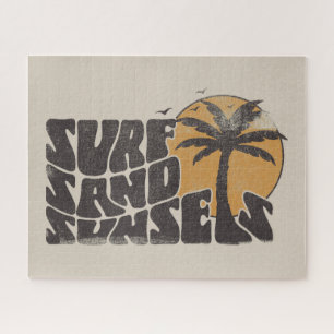 Puzzle Retro Surf Sand Sunsets Beach Life Palm Tree