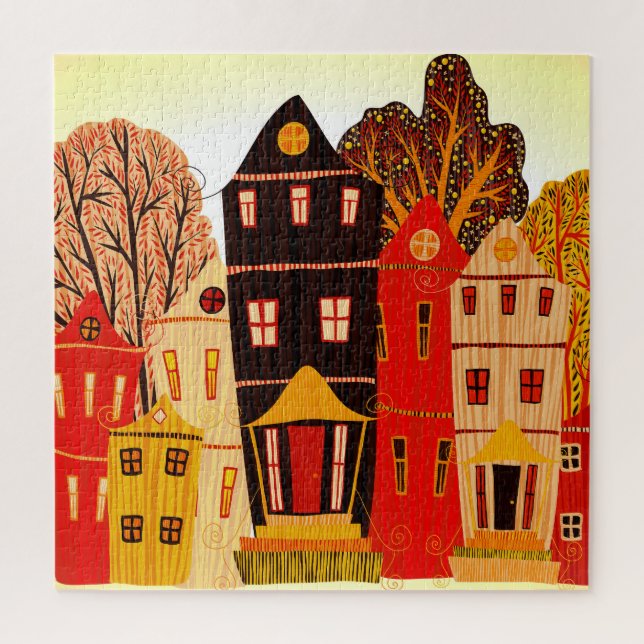 Puzzle Retro Sweet Home Poster : Maisons de dessin (Vertical)