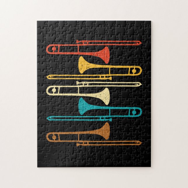 Puzzle Retro Trombone - Jazz (Vertical)