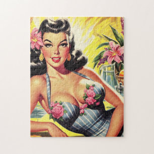 Puzzle Retro Tropical Summer Pin up