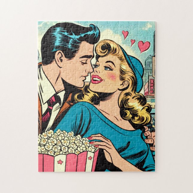 Puzzle Retro Valentine's Love Couple Comics (Vertical)