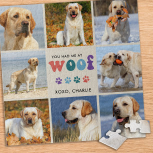 Puzzle Retro Vous M'Avez Eu WOOF Custom 8 Photo Collage C