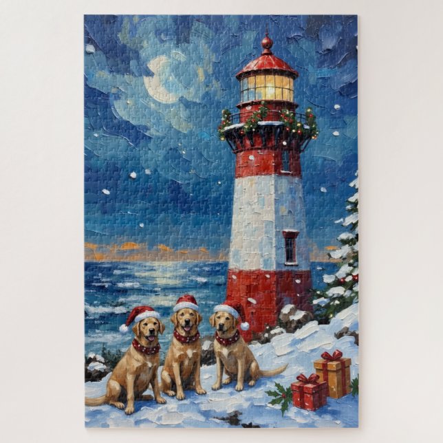 Puzzle Rétroéclairage de Noël du Retriever du Labrador Fê (Vertical)