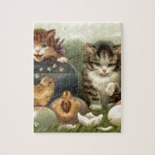 Puzzle Rétros chatons victoriens vintages Pâques de cha
