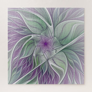 Puzzle Rêve de fleurs, Abstrait violet vert Fractal Art