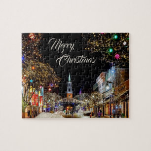 Puzzle Réveillon de Noël Arbres colorés Fêtes