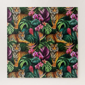 Puzzle Rêves de jungle au tigre Motif de surface continu
