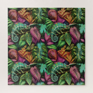 Puzzle Rêves de jungle de caméléon Motif de surface trans