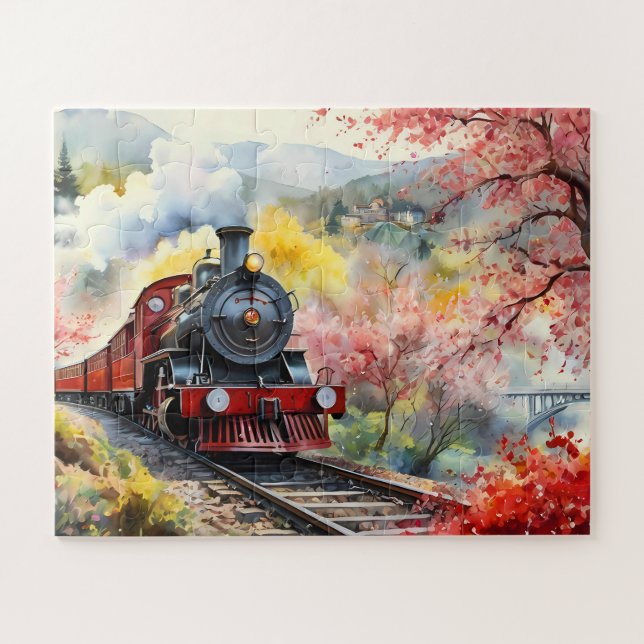 Puzzle Rêves de train à vapeur Paysage Aquarelle j (Horizontal)