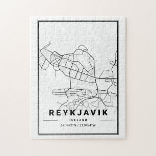 Puzzle Reykjavik Iceland City Map Mod Minimalist Art