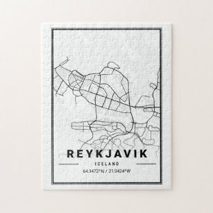 Puzzle Reykjavik Iceland City Map   Mod Minimalist Art