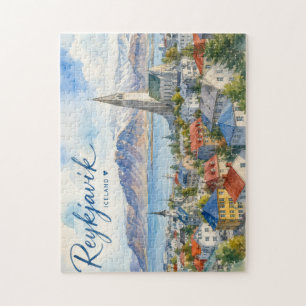 Puzzle Reykjavik Islande souvenir aquarelle