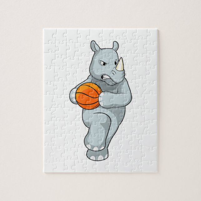 Puzzle Rhino as Basketball (Vertical)
