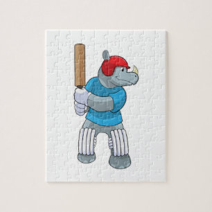 Puzzle Rhino au cricket avec chauve-souris de cricket