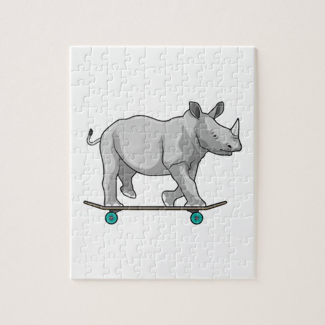 Puzzle Rhino en patinage avec skateboard (Vertical)
