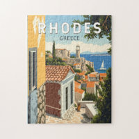 Rhodes Grèce Vieille Ville Voyage Art Vintage