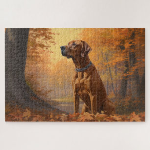 Puzzle Rhodesian Ridgeback à l'automne Feuilles automne I