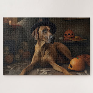 Puzzle Rhodesian Ridgeback Citrouilles Halloween effrayan