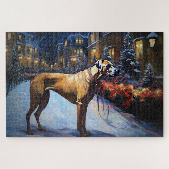 Puzzle Rhodésien Ridgeback Saison des Fêtes de Noël (Horizontal)